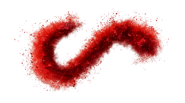 Red abstract swirl with dark background.