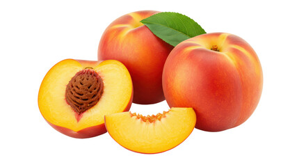 Isolated Peach Fruits