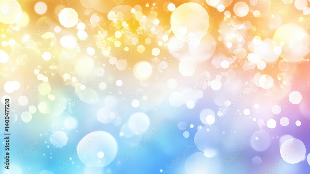 Aufkleber light bubble pattern on a blue abstract background, soft floating texture with dreamy copy space
