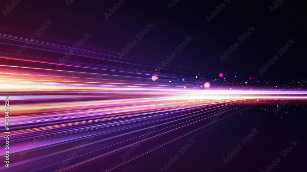 Poster light flares and soft glow on a purple-toned background with abstract dreamy atmosphere, empty space