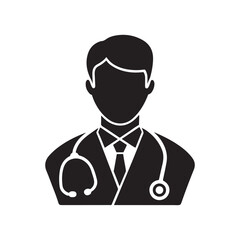 Fototapeta premium Doctor Person Profile Icon with Stethoscope on White Background