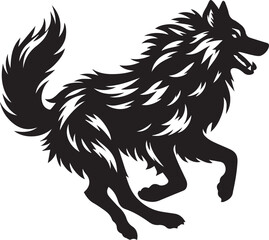 Running Wolf Silhouette Vector – Bold Black Wild Animal Illustration for Logos or Prints

