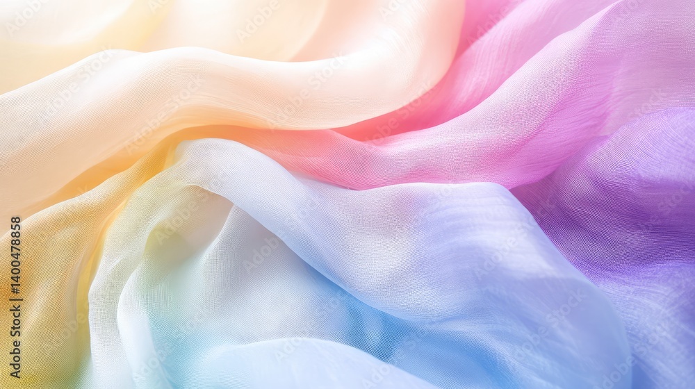 Poster pastel rainbow gradient softly transitioning across light tones, playful and gentle copy space