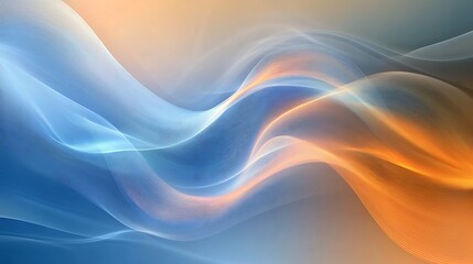 Obraz premium Gentle blue and orange curves merging into a seamless vector digital abstract artwork