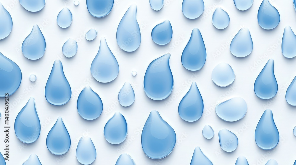 Poster seamless raindrop pattern in blue tones on a soft background, gentle weather-inspired design with co