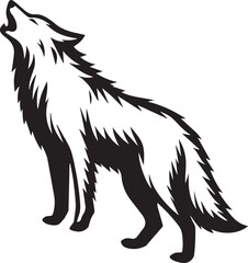 Running Wolf Silhouette Vector – Bold Black Wild Animal Illustration for Logos or Prints

