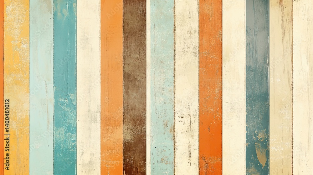 Poster colorful wooden plank texture background with weathered paint creating a rustic effect