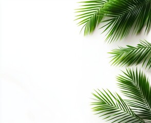 Fototapeta premium Lush Green Palm Leaves Isolated on White Background for Design Use