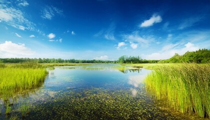 青空と湿原が広がる夏景色２
