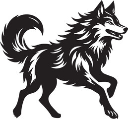 Running Wolf Silhouette Vector – Bold Black Wild Animal Illustration for Logos or Prints

