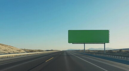 Empty highway billboard under a clear sky