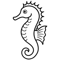Minimalist Seahorse Line Art Vector