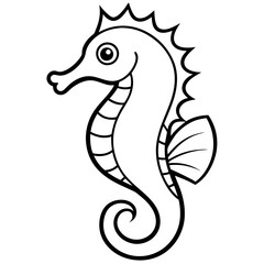 Minimalist Seahorse Line Art Vector
