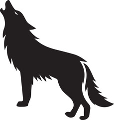 Running Wolf Silhouette Vector – Bold Black Wild Animal Illustration for Logos or Prints

