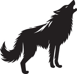 Running Wolf Silhouette Vector – Bold Black Wild Animal Illustration for Logos or Prints


