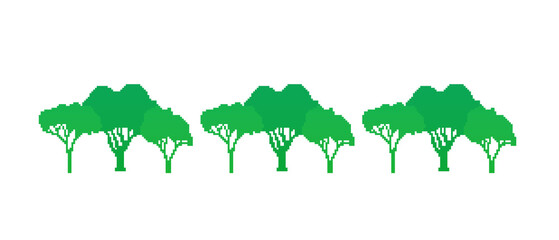 Pixel art silhouette of a green tree