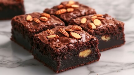 Indulgent fudgy brownies with a generous topping of toasted almonds for crunch