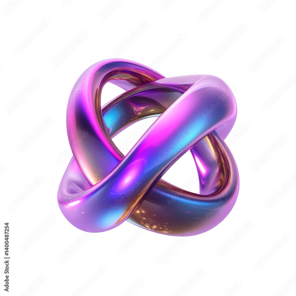 Poster colorful abstract twisted shape with smooth curves and shiny surface