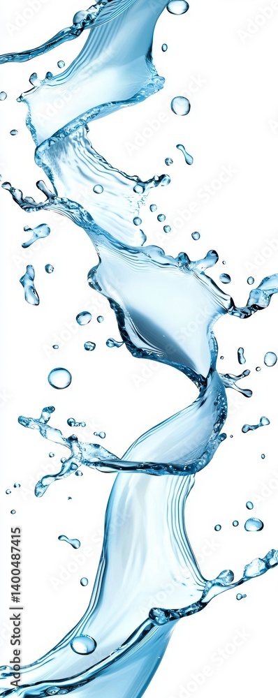 Poster dynamic water splash action studio photography isolated background close-up fluid motion for visual 