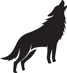 Running Wolf Silhouette Vector – Bold Black Wild Animal Illustration for Logos or Prints


