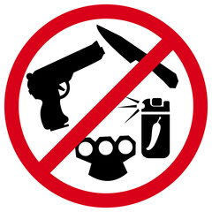 no gun allowed sign on white background. Please no weapon here.