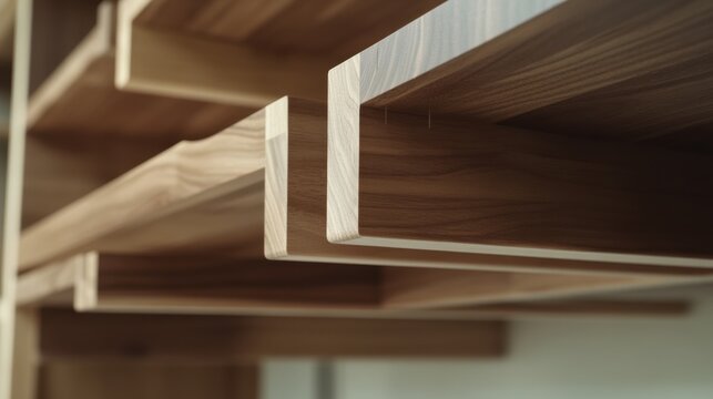 Carpenter assembling a wooden bookshelf in a workshop. Featuring precision and craftsmanship