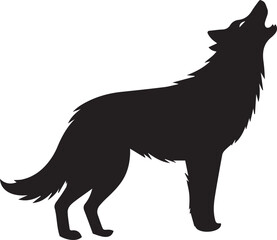 Running Wolf Silhouette Vector – Bold Black Wild Animal Illustration for Logos or Prints

