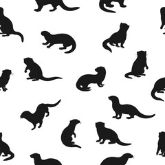 Seamless pattern featuring otter silhouettes