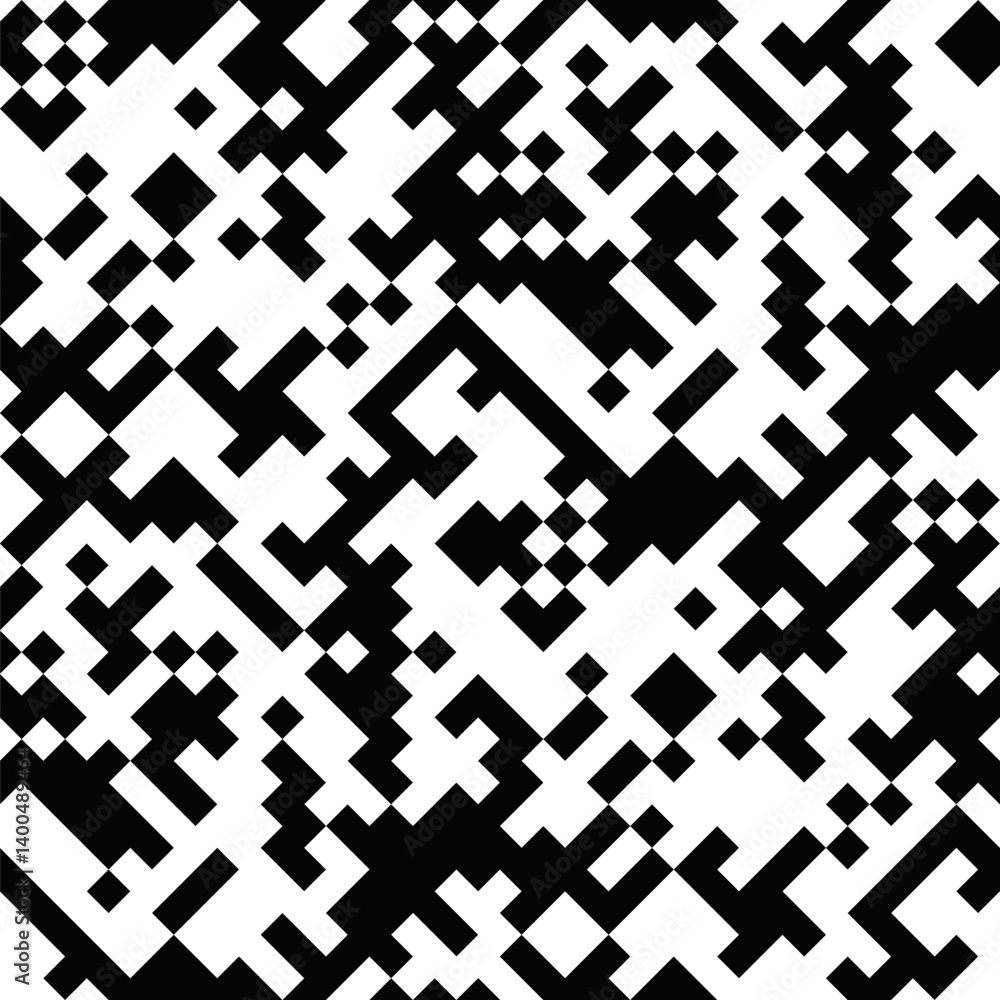 Poster seamless random mosaic pattern background - monochrome abstract vector illustration