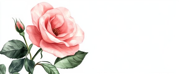 Delicate Pink Rose Illustration