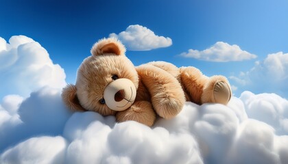 teddy bear on clouds background
