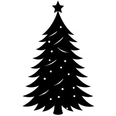 Christmas tree vector silhouette on white background