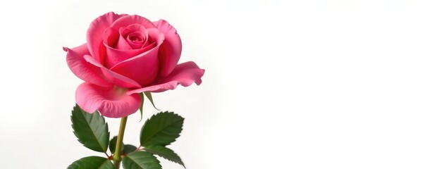Fototapeta premium Single rose flower isolated on white background, horticulture, flowers, bloom
