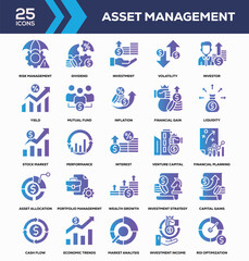 Asset Management Glyph Gradient Icon Collection