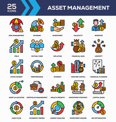 Fototapeta premium Asset Management Lineal Color Icon Collection