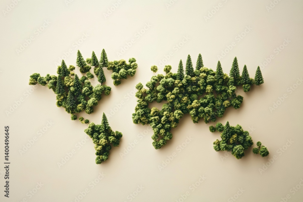 Aufkleber beautiful minimal earth outline featuring miniature trees along the edges showcasing a clean and art