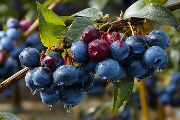 name: bush with ripe blueberries,