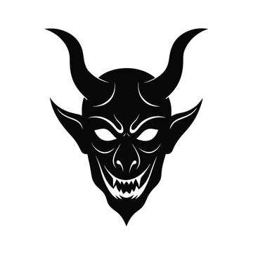 devil horned mask vector art silhouette