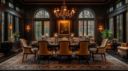 Obraz premium Opulent Dining Room: A Luxurious Interior Design