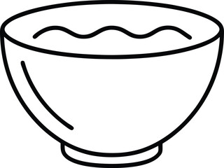 Bowl Outline Line Art Drawing Vector | Kitchen, Food & Utensil Line Icon