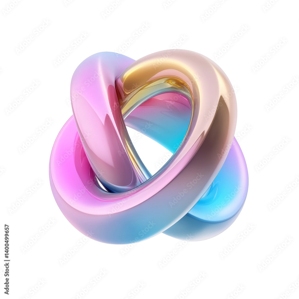 Aufkleber colorful abstract sculpture with smooth curves intertwined in fluid loop design