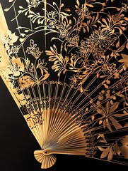 Elegant decorative fan with floral patterns