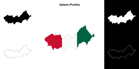 Ajalpan municipality (Puebla) outline map set