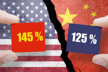 USA and EU trade war. EU and United States of America trade, duty, tariffs, customs war