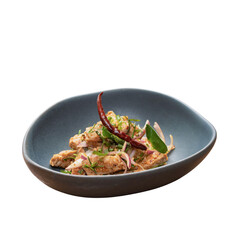 Savoring spicy chicken dish kitchen food photography cozy environment close-up culinary delight