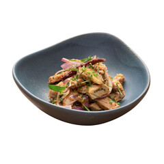 Spicy chicken salad home kitchen food photography modern setting close-up culinary delights