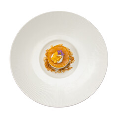 Elegant gourmet dessert presentation in fine dining culinary art