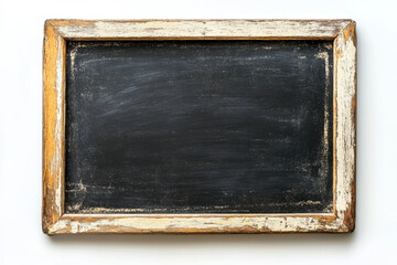 Faded chalk drawings on an old blackboard, showing math equations and doodles. Dust puffs off erasers stacked nearby, capturing a nostalgic classroom scene.