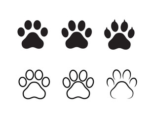 Paw Footprint Icon Set – Dog and Cat Paw Prints, Vector Collection - Pet Paw Print Icons