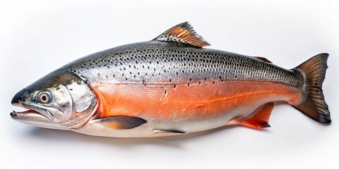 Obraz premium Fresh Salmon Close-up: Pristine Scales & Fins, Ready for Seafood Preparation